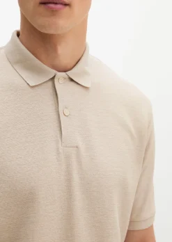 Poloshirt regular aus Bio-Baumwolle und Leinen