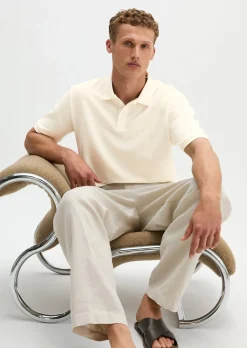 Poloshirt regular aus Bio-Baumwolle und Leinen