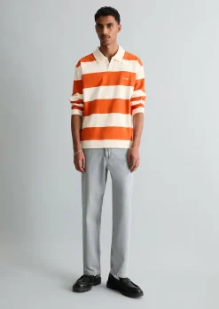 Polo-Sweatshirt relaxed mit gedrucktem Streifenmuster