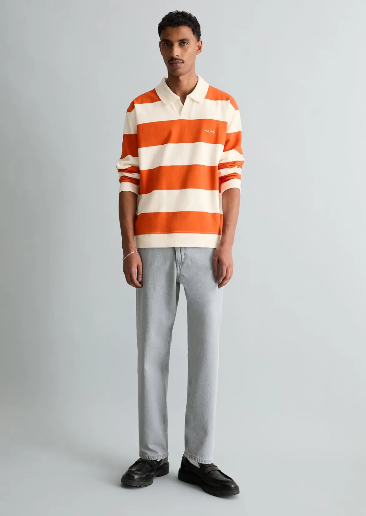 Polo-Sweatshirt relaxed mit gedrucktem Streifenmuster
