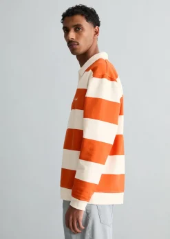 Polo-Sweatshirt relaxed mit gedrucktem Streifenmuster