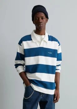 Polo-Sweatshirt relaxed mit gedrucktem Streifenmuster