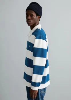 Polo-Sweatshirt relaxed mit gedrucktem Streifenmuster