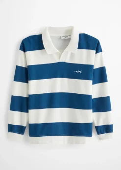 Polo-Sweatshirt relaxed mit gedrucktem Streifenmuster