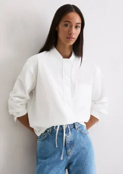 Popeline-Bluse relaxed im Blouson-Stil