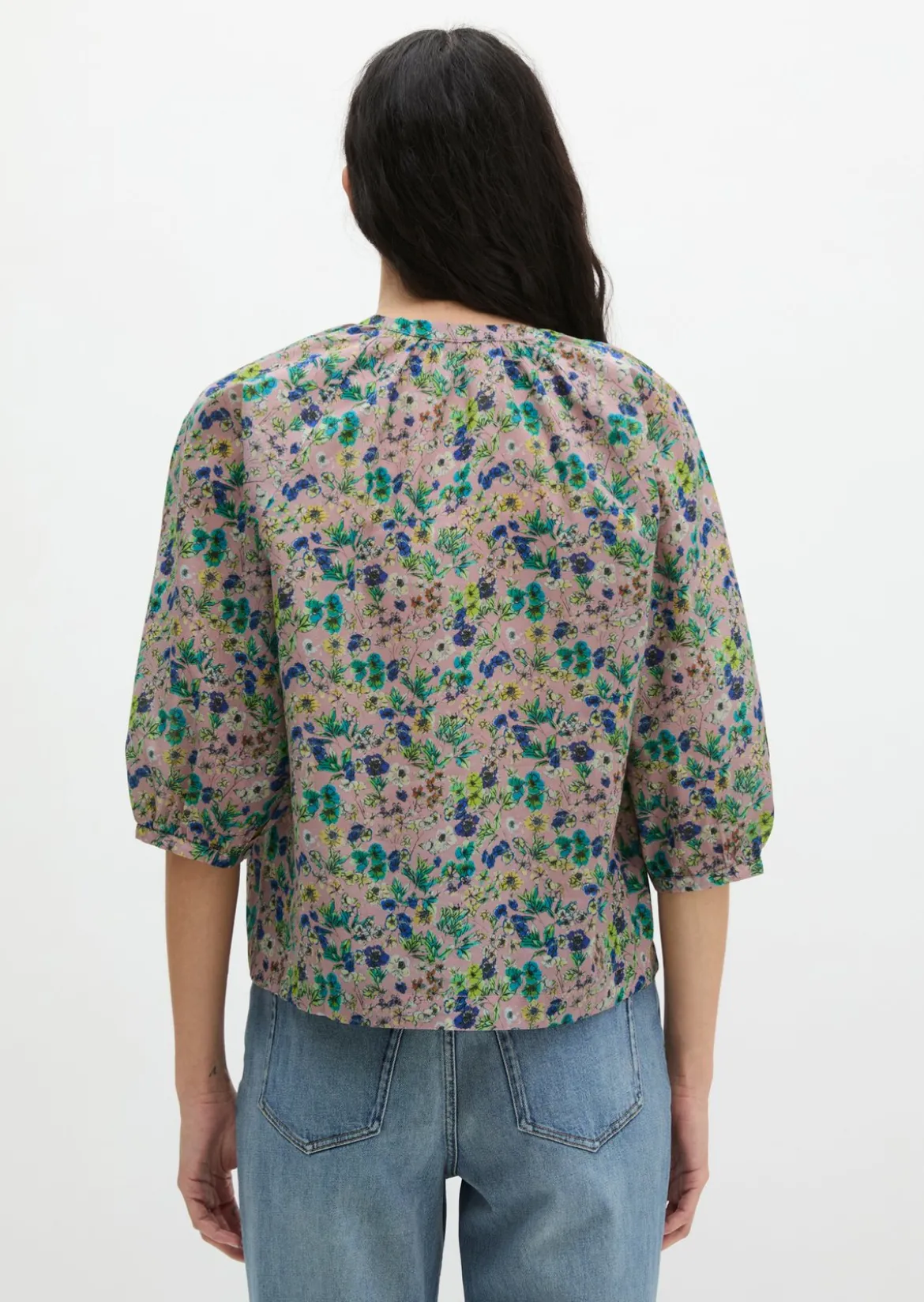 Print-Bluse relaxed aus bedrucktem Baumwoll-Voile