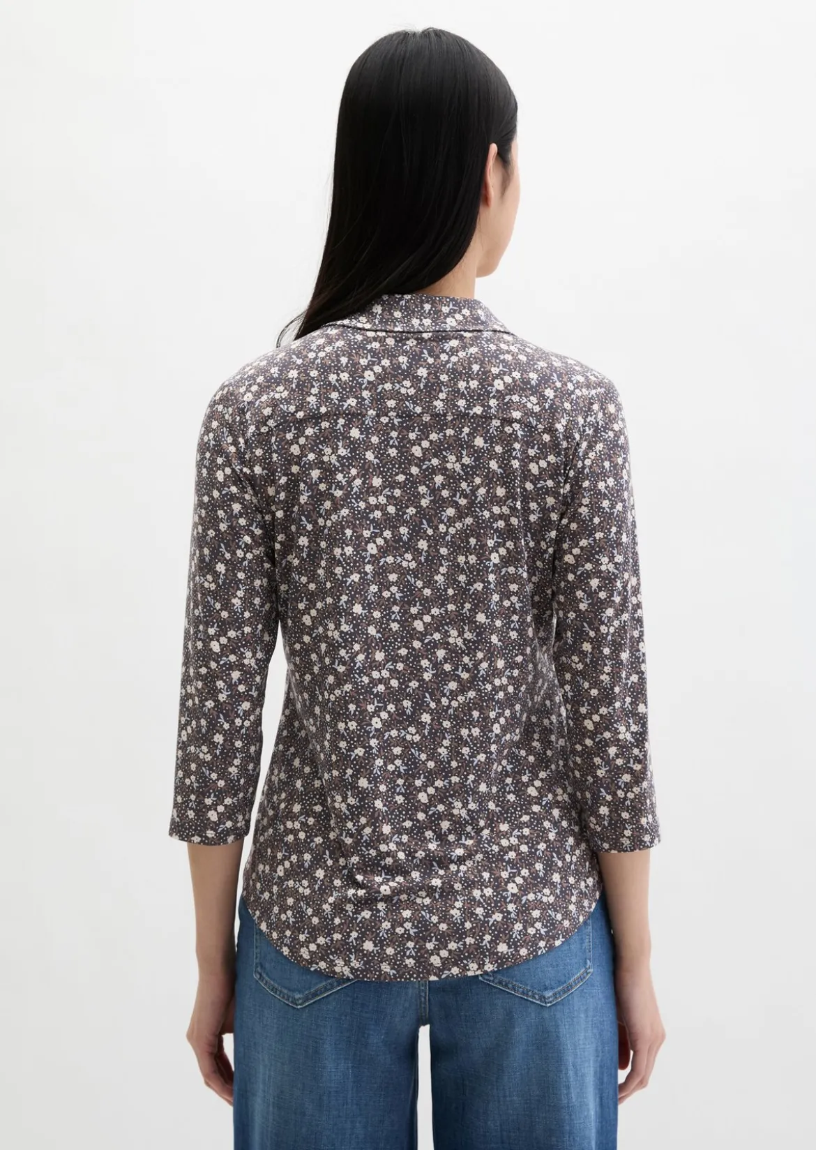 Print-Jerseybluse regular aus LENZING™ ECOVERO™