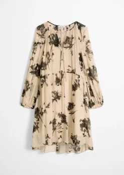 Print-Kleid loose aus Crinkle-Viskose