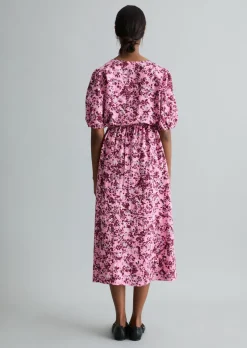 Printkleid relaxed aus Viskose-Mix mit Crinkle-Effekt