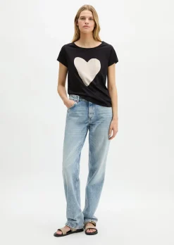 Print-T-Shirt regular aus leichtem Single Jersey