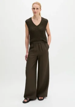 Pull-On-Pants wide aus Viskose-Leinen-Mix