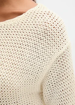 Pullover loose aus Leinen-Baumwolle-Mix