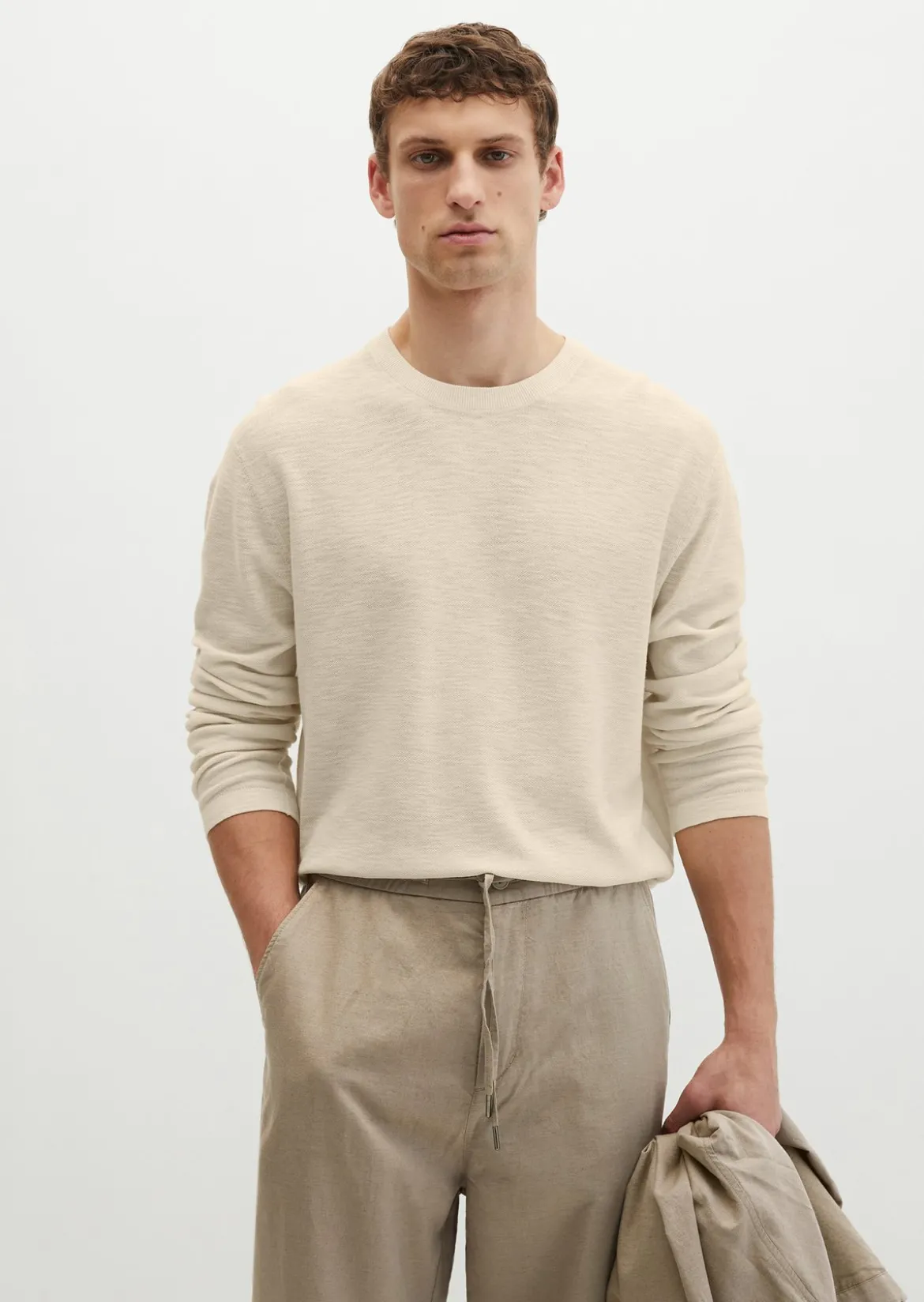 Pullover regular aus Bio-Baumwolle und Leinen