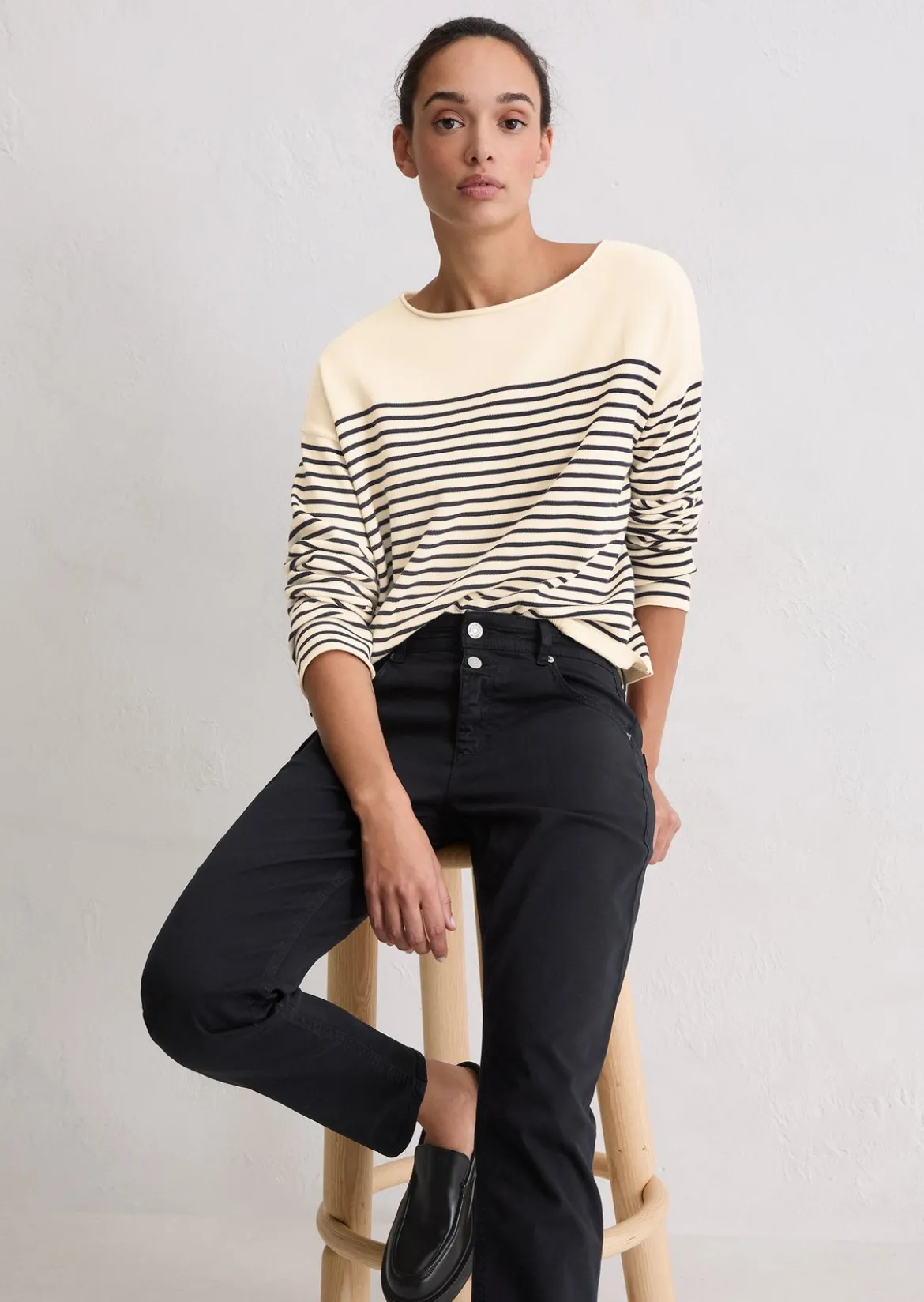 Ringelpullover loose aus reiner Bio-Baumwolle