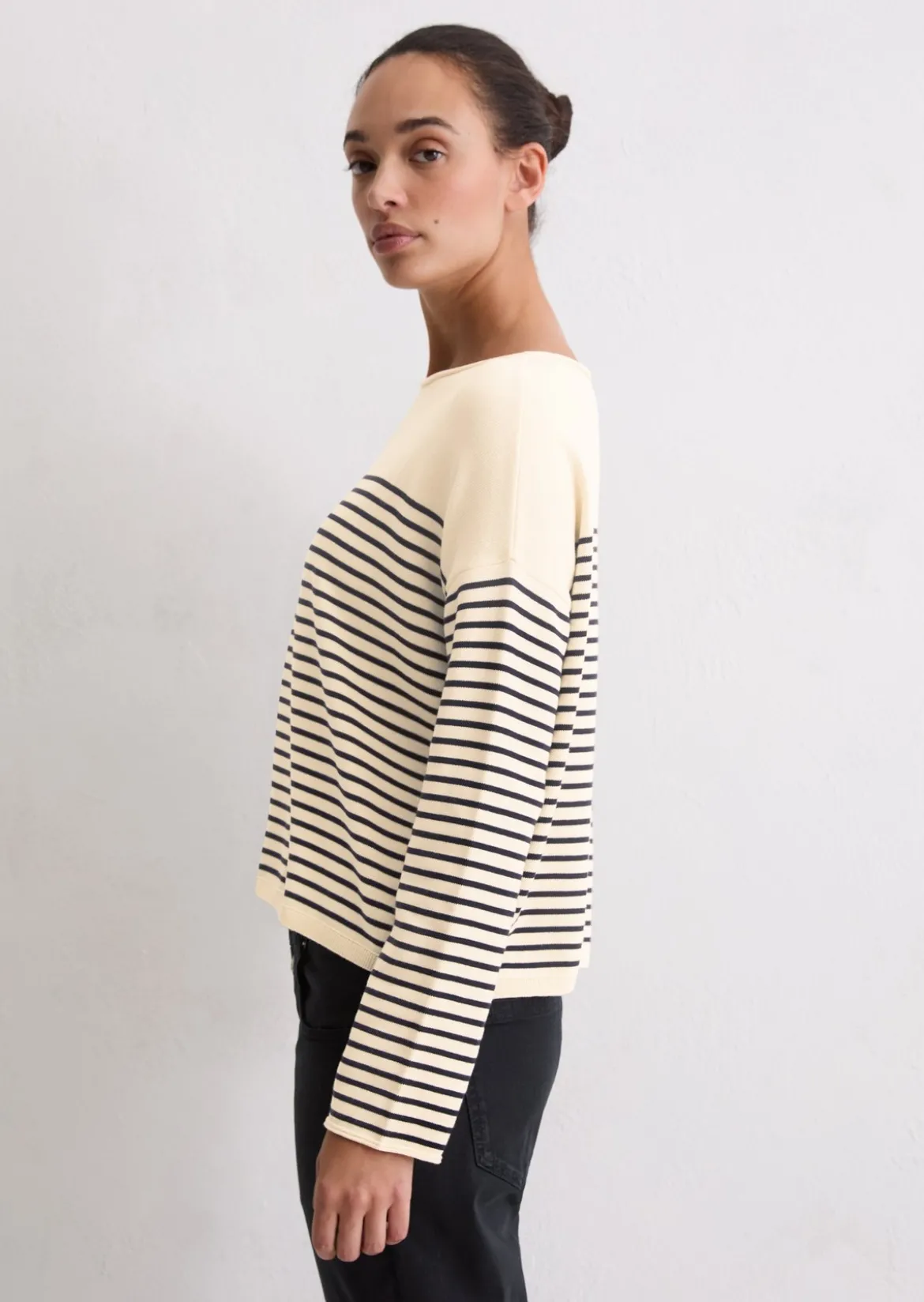 Ringelpullover loose aus reiner Bio-Baumwolle