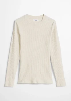Ripp-Jersey-Longsleeve slim aus elastischem Bio-Baumwolle-Mix