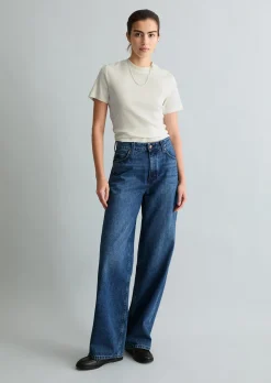 Ripp-Jersey-T-Shirt slim aus elastischem Bio-Baumwolle-Mix
