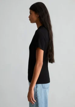 Ripp-Jersey-T-Shirt slim aus elastischem Bio-Baumwolle-Mix