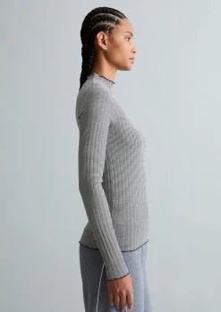 Ripp-Longsleeve slim aus Bio-Baumwoll-Mix