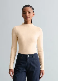 Ripp-Longsleeve slim aus Bio-Baumwoll-Mix