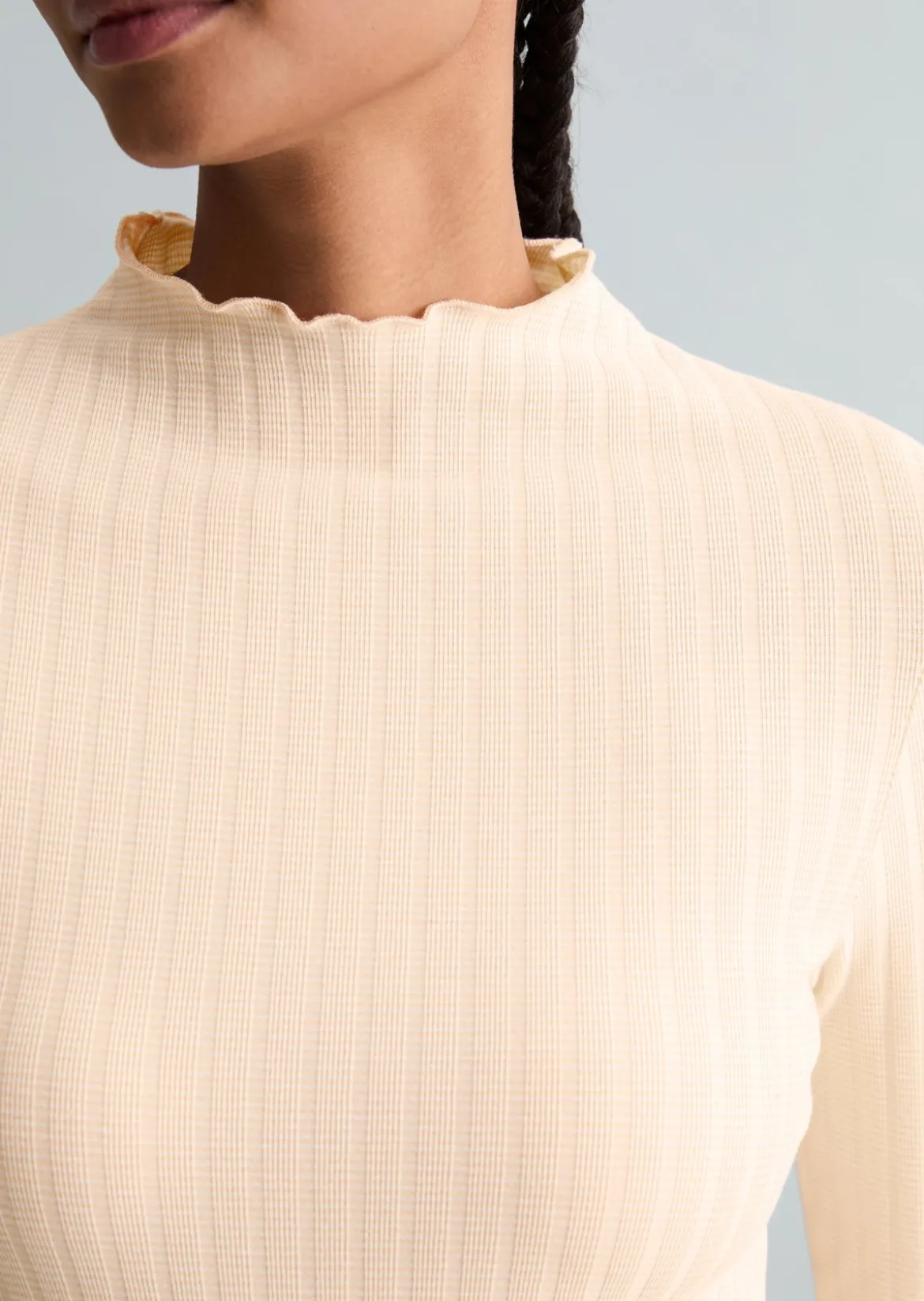 Ripp-Longsleeve slim aus Bio-Baumwoll-Mix