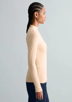 Ripp-Longsleeve slim aus Bio-Baumwoll-Mix