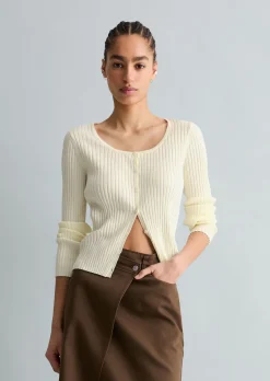 Rippstrick-Cardigan slim aus LENZING™ ECOVERO™