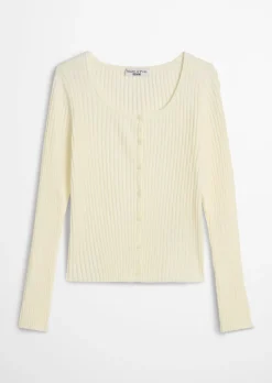 Rippstrick-Cardigan slim aus LENZING™ ECOVERO™