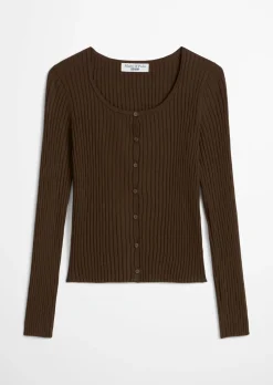Rippstrick-Cardigan slim aus LENZING™ ECOVERO™