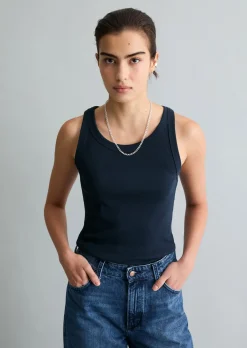 Ripp-Tanktop slim aus Bio-Baumwoll-Stretchjersey