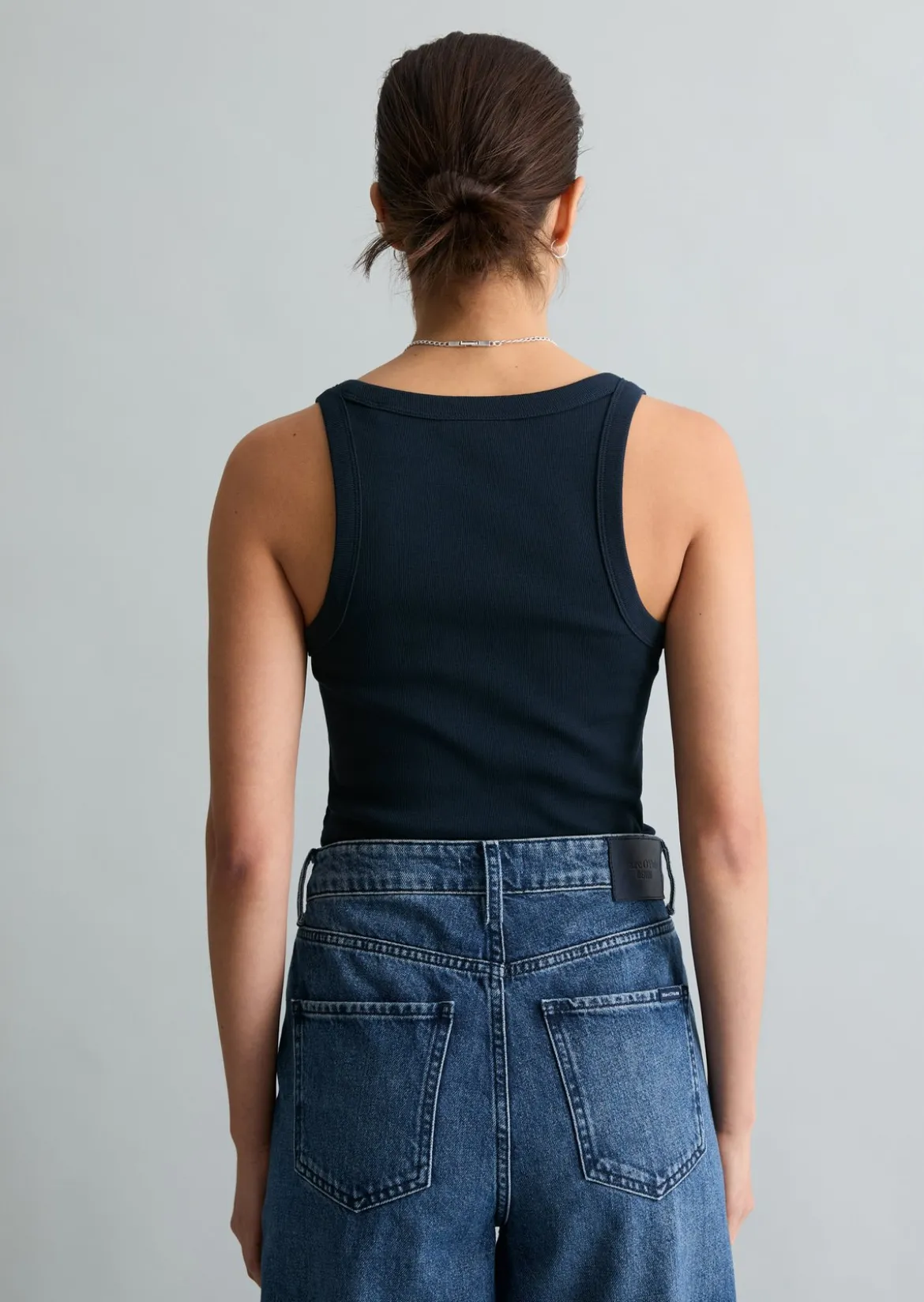 Ripp-Tanktop slim aus Bio-Baumwoll-Stretchjersey