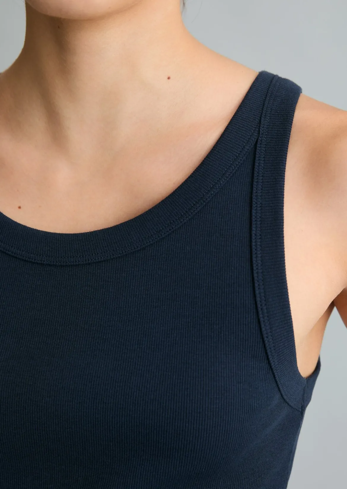 Ripp-Tanktop slim aus Bio-Baumwoll-Stretchjersey