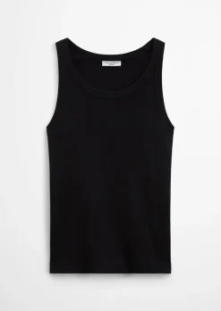 Ripp-Tanktop slim aus Bio-Baumwoll-Stretchjersey