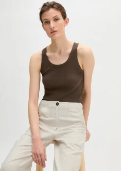 Ripp-Tanktop slim aus Bio-Baumwoll-Modal-Jersey