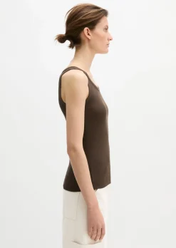 Ripp-Tanktop slim aus Bio-Baumwoll-Modal-Jersey