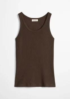 Ripp-Tanktop slim aus Bio-Baumwoll-Modal-Jersey