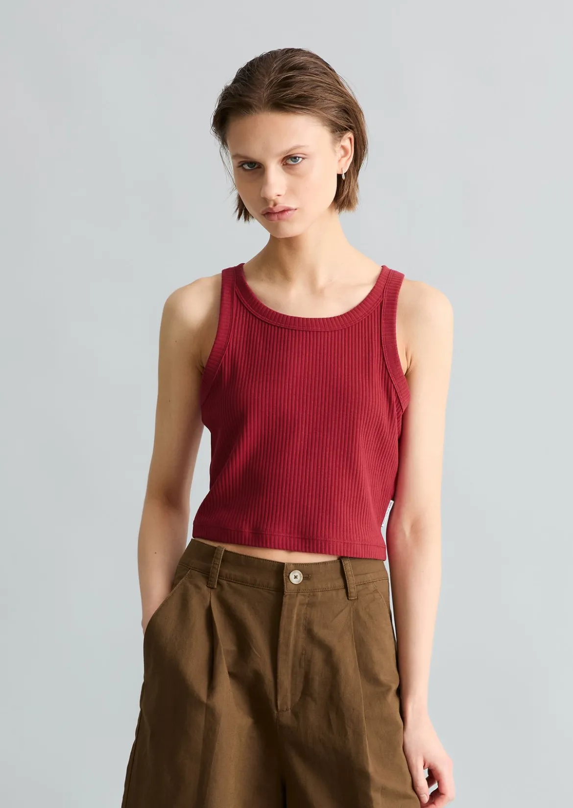 Ripp-Top slim cropped aus Stretch-Jersey