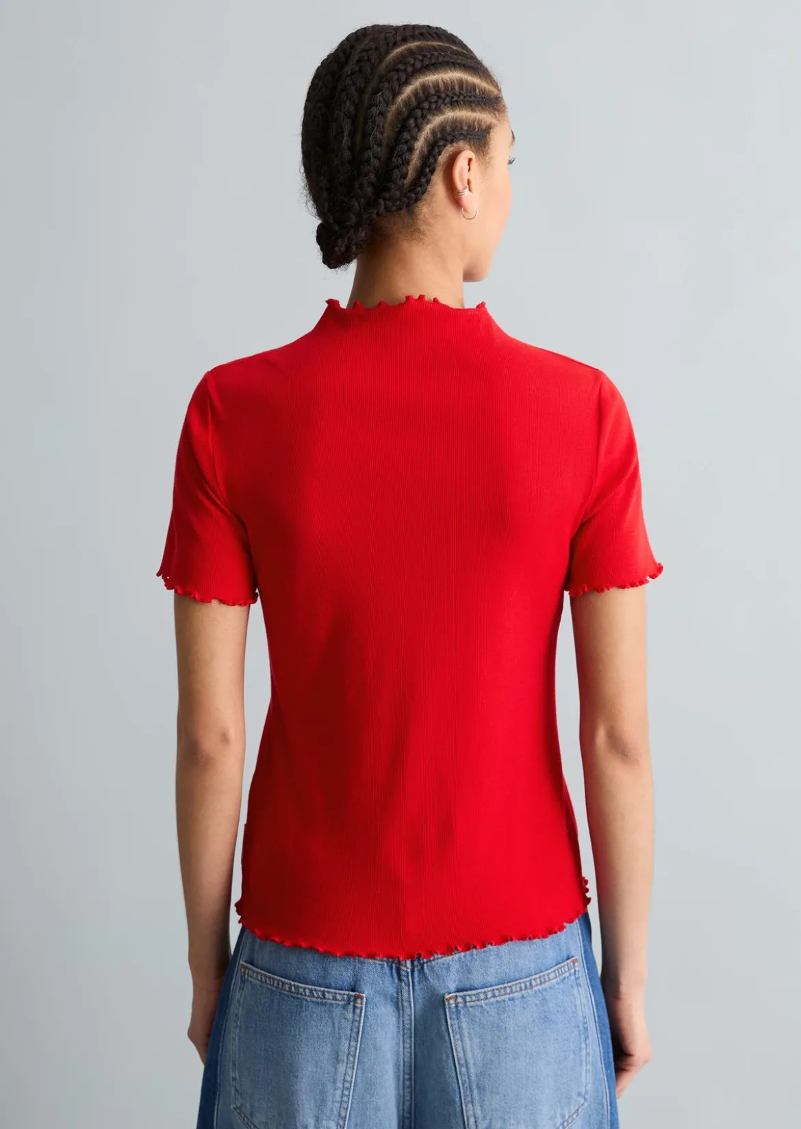 Ripp-T-Shirt slim aus Organic Cotton-Stretch-Jersey