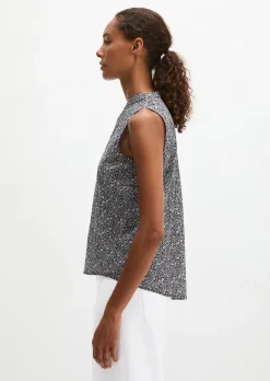 Ärmellose Bluse loose aus bedrucktem Baumwoll-Voile
