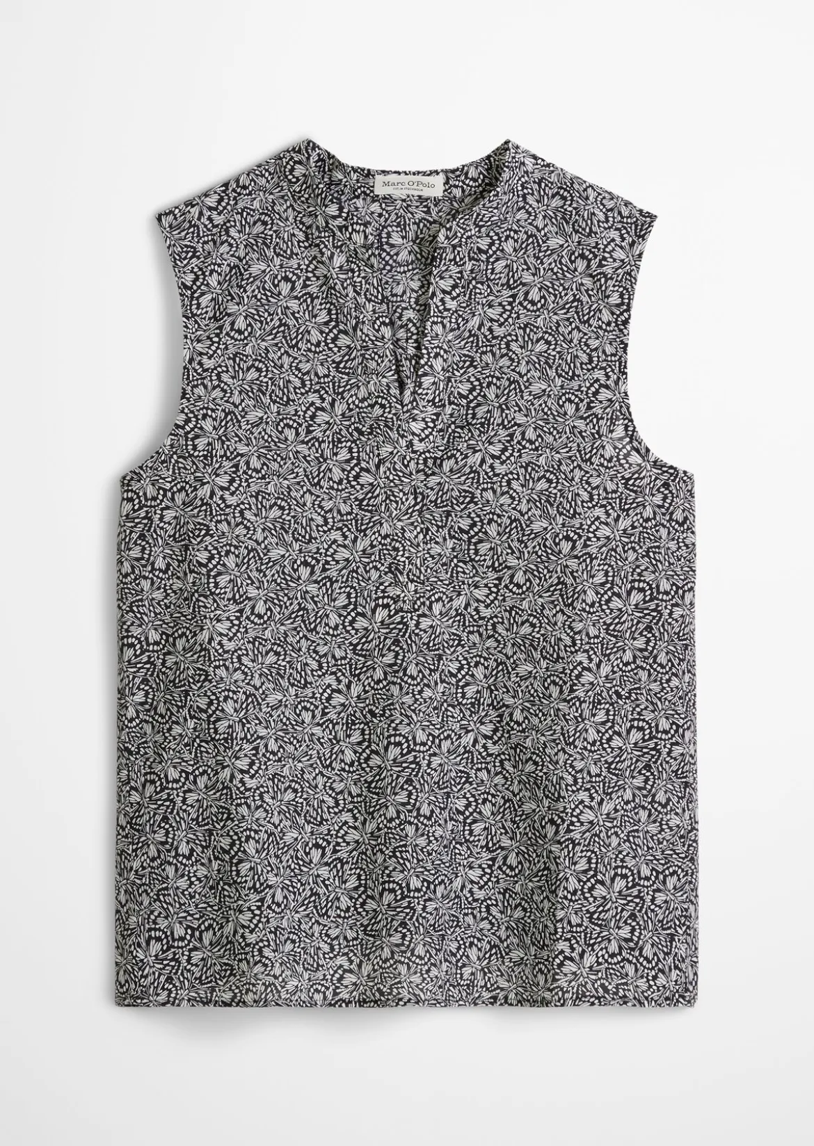 Ärmellose Bluse loose aus bedrucktem Baumwoll-Voile