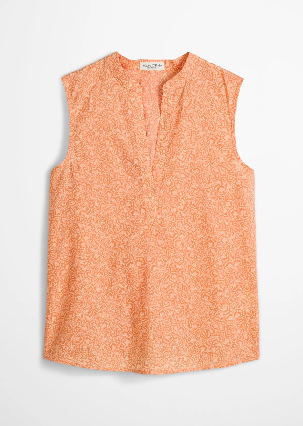 Ärmellose Bluse loose aus bedrucktem Baumwoll-Voile