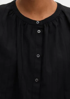 Ärmellose Bluse regular aus Baumwoll-Voile mit feiner Loch-Stickerei