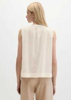 Ärmellose Bluse regular aus Baumwoll-Voile mit feiner Loch-Stickerei