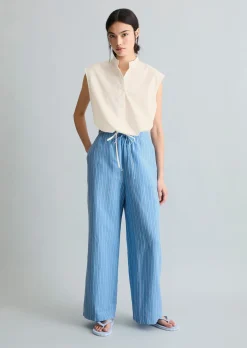 Ärmellose Bluse relaxed aus Papertouch-Popeline
