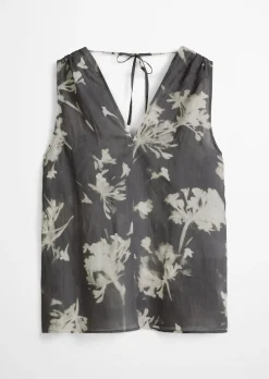 Ärmellose Bluse relaxed aus weicher Ramiefaser