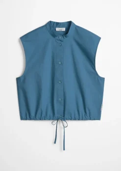 Ärmellose Bluse relaxed aus Papertouch-Popeline