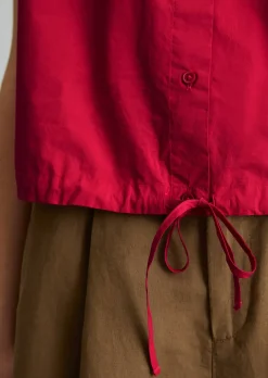 Ärmellose Bluse relaxed aus Papertouch-Popeline