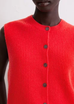 Ärmellose Strickweste slim aus weichem Merinowolle-Mix
