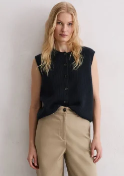 Ärmellose Strickweste slim aus weichem Merinowolle-Mix