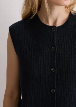Ärmellose Strickweste slim aus weichem Merinowolle-Mix